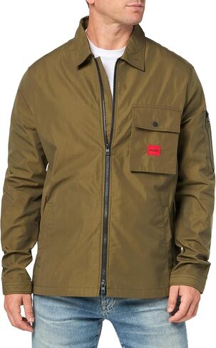 HUGO Men's Cotton Mix Canvas Zip Up Overshirt in Saudi Arabia