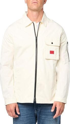 HUGO Men's Cotton Mix Canvas Zip Up Overshirt in Saudi Arabia