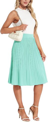 Women Classic Chiffon Flowy Pleated Midi Skirts in Saudi Arabia