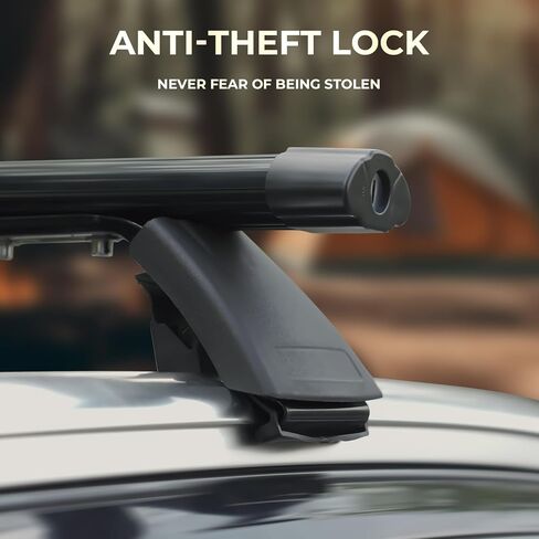 ACLONG 53 بوصة قضبان متقاطعة عالمية لسقف السيارة، قضبان متقاطعة من الألومنيوم قابلة للتعديل على السطح مناسبة للسيارات وسيارات الدفع الرباعي مع أخاديد سياج جانبية قابلة للقفل للسلالم ومعدات التخييم والمعدات الرياضية - قطعتان in Kuwait