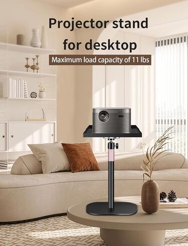 Projector Stand with Tray beside Wall - Use on Table in Bedroom Living Room Office - Adjustable Height 33.8" to 46.8" in Saudi Arabia