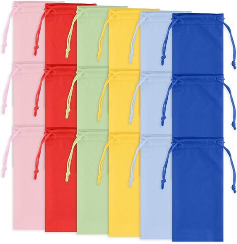 18pcs Sunglasses Pouch, 7x3.5in Eyeglass Storage Bag Drawstring Glasses Soft Microfiber Pouch Bag Cloth Sunglass Sleeve in Saudi Arabia