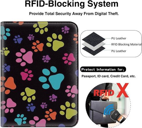 Passport Holder With Luggage Tag Set, Passport Cover With RFID Blocking, Multi-slot Passport Wallet, Waterproof Leather Travel Document Holder for Women Men, USA Baseball Flag Pattern Passport Case in Saudi Arabia