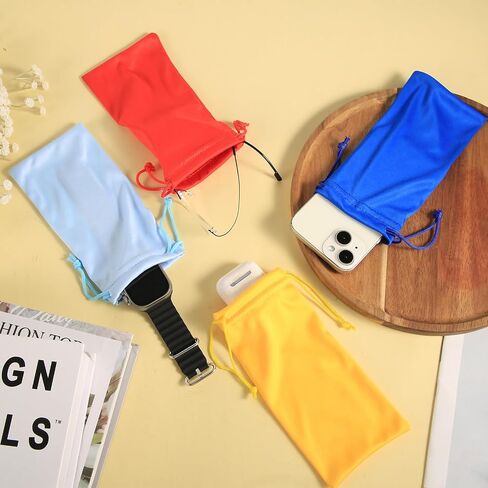 18pcs Sunglasses Pouch, 7x3.5in Eyeglass Storage Bag Drawstring Glasses Soft Microfiber Pouch Bag Cloth Sunglass Sleeve in Saudi Arabia