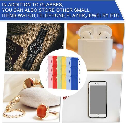 18pcs Sunglasses Pouch, 7x3.5in Eyeglass Storage Bag Drawstring Glasses Soft Microfiber Pouch Bag Cloth Sunglass Sleeve in Saudi Arabia