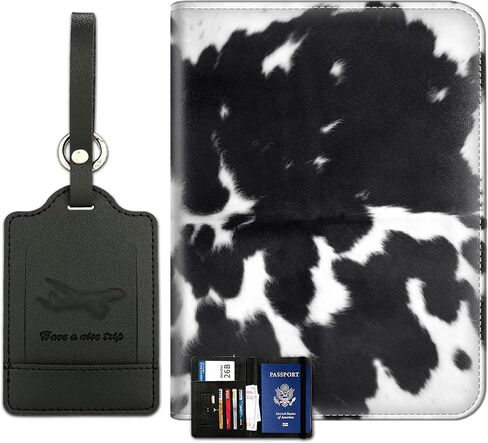 Passport Holder With Luggage Tag Set, Passport Cover With RFID Blocking, Multi-slot Passport Wallet, Waterproof Leather Travel Document Holder for Women Men, USA Baseball Flag Pattern Passport Case in Saudi Arabia