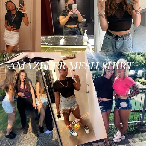 المرأة شبكة المحاصيل الأعلى كم قصير انظر من خلال قميص محض بلوزة س الرقبة كلوبوير in Kuwait