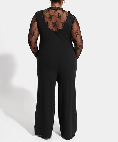 RITERA Plus Size Jumpsuits For Curvy Women Sleeveless Adjustable Knot Straps Long Wide Leg Pant Pocket Overalls Fall XL-5XL in Saudi Arabia