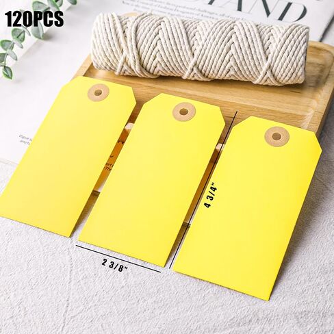 Koogel 120PCS Manila Paper Tags, Green Shipping Tags with Wire 4 3/4 x 2 3/8 inch Blank Hang Tags for Inventory Luggage Garage Organization in Saudi Arabia