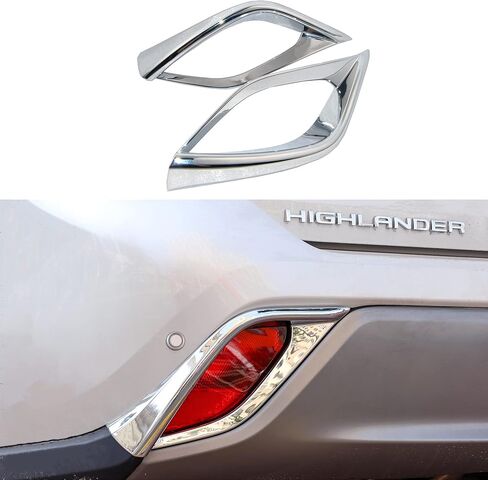 Chrome Rear Bumper Fog Light Cover Trim Exterior Accessories ABS Decoration Sticker Fit for Toyota Highlander 2023 2022 2020 2021, Set of 2 in Saudi Arabia