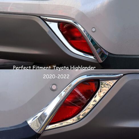 Chrome Rear Bumper Fog Light Cover Trim Exterior Accessories ABS Decoration Sticker Fit for Toyota Highlander 2023 2022 2020 2021, Set of 2 in Saudi Arabia