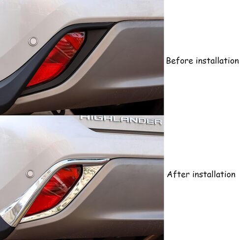 Chrome Rear Bumper Fog Light Cover Trim Exterior Accessories ABS Decoration Sticker Fit for Toyota Highlander 2023 2022 2020 2021, Set of 2 in Saudi Arabia