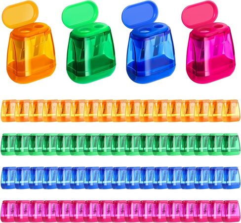 72 Pieces Manual Pencil Sharpeners Bulk Colorful Compact Dual Holes Pencil Sharpeners with Lid Mini Handheld Pencil Sharpeners Portable Colored Pencil Sharpeners for Crayons Kids School Office Travel in Kuwait