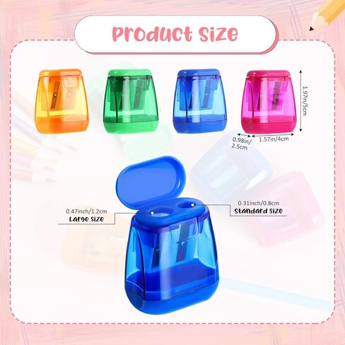 72 Pieces Manual Pencil Sharpeners Bulk Colorful Compact Dual Holes Pencil Sharpeners with Lid Mini Handheld Pencil Sharpeners Portable Colored Pencil Sharpeners for Crayons Kids School Office Travel in Kuwait