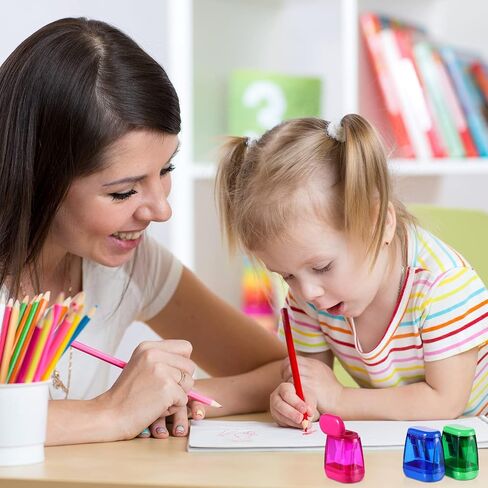 72 Pieces Manual Pencil Sharpeners Bulk Colorful Compact Dual Holes Pencil Sharpeners with Lid Mini Handheld Pencil Sharpeners Portable Colored Pencil Sharpeners for Crayons Kids School Office Travel in Kuwait