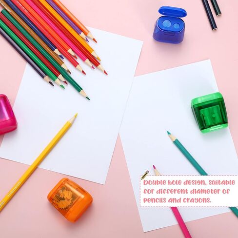 72 Pieces Manual Pencil Sharpeners Bulk Colorful Compact Dual Holes Pencil Sharpeners with Lid Mini Handheld Pencil Sharpeners Portable Colored Pencil Sharpeners for Crayons Kids School Office Travel in Kuwait