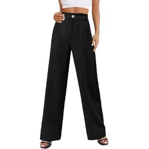 onlypuff Womens Wide Leg Pants High Waisted Slacks Straight Long Work Business Trousers with Pockets