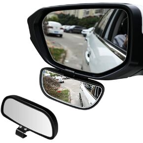 Blind Spot Car Mirror, Vehicle Adjustable 360 ° Rotation Auxiliary Convex Wide Angle Mirror, Auto Snap Way Clip On Side Rearview Mirror Universal for Car Truck SUV (A, Black)