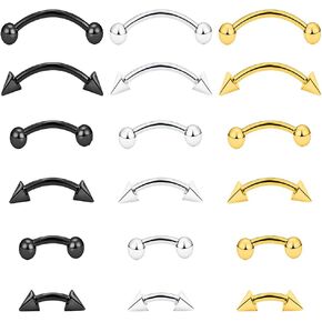 Belly Button Ring Stainless 316L Surgical Steel Piercing - Cute Small Steel & Gold Barbell Belly Rings Women Navel Body Piercing