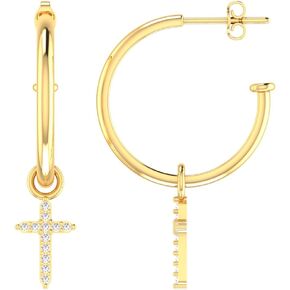 Women 14K Yellow Gold Hoop Earrings Shiny 13mm Round Push Back Lightweight Fine Jewelry Gift For Wedding Party Anniversary Valentine's day