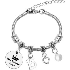 Quinceanera Gift 15th Birthday Gifts for Teen Girls Bracelet Sweet 15th Quinceanera Bangle Quince Jewelry Happy 15th Birthday Gifts for Girls Friend Sister 13 15 16 18 21 Years Old Girl Gift