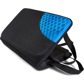 Portable Gel Seat Cushion for Travel - Foldable Cushion with Thick Padding for Car Seat Cushion, Office Chair Cushion&Wheelchair Cushions, 16" x 12" -Relief for Hip, Coccyx, and Sciatica Pain (Black)