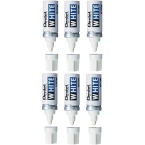 6 Pack Permanent Marker, Broad Tip, White by PENTEL (Catalog Category: Paper, Pens & Desk Supplies / Markers)