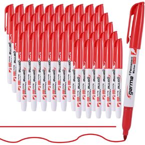 Permanent Markers Bulk Fine Point, 35 Pack Red Fine Tip Permanent Marker Set, Quick Drying, Fade Resistant, Works on Plastic, Wood, Stone, Metal and Glass For the Office, School, Home