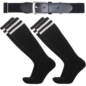 Youth Kids Baseball/Softball Socks and Belt Combo, Boys' Athletic Socks & Belt Team Sport Socks for Boy Girl