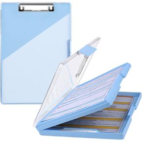 Clipboard with Storage,Cleaview Clip Boards 8.5x11,with 2 Storage Case, Heavy Duty Clear Visible Top Panel Storage Clipboards,Side Opening Nursing High Capacity Clipboard Folder,Office Supplie(Black)