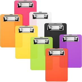 Small Clipboards 4 x 6 Inch,8 Pack Plastic Colorful Mini Clipboard A6 Memo Size with Low Profile Clip Pocket Clip Board for Offices Classroom Nursing Shopping Lists