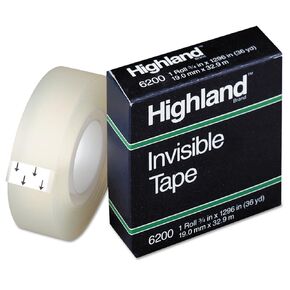 3M 6200 Highland Invisible Tape, 1296" Length x 3/4" Width, Transparent (Pack of 14)