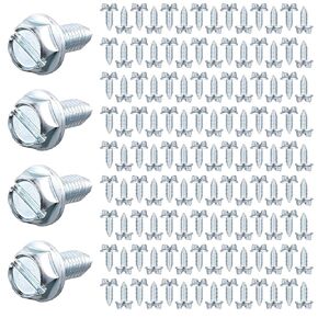100 Pieces License Plate Screws 6mm x 16mm Slotted Metric Hex Head Car License Plate Screws Slotted Hex Head Metric 6 Millimeter x 16 Millimeter Screws for License Plate