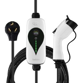 Portable Level 2 EV Charger with J1772 EVs, 32Amp, 90-260V, 7KW, Charging Cable with NEMA 10-30 Male Plug Home Charging, Indoor/Outdoor ev Charge Station Charge Gun