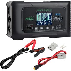 25 Amp Lithium Battery Charger，12V&24V Smart Lifepo4 Battery Charger Car Battery Charger Trickle Charger Maintainer/deep Cycle Charger with SB-50 Style Plug&Alligator Clip