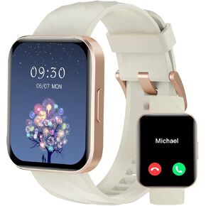 RUIMEN Smart Watches for Men Women (Answer/Make Calls) Compatible with iPhone/Android Phones, 1.85" HD Screen Fitness Tracker Heart Rate Monitor 100+ Sports Tracker Watch Waterproof (Black)