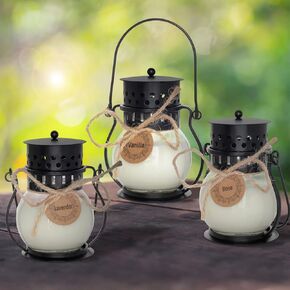 Scented Candles, Retro Mini Lantern Candles for Home Scented, Soy Wax Candle Gifts for Women, Black(3 x 2.5oz)