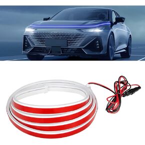 Car Hood Light Strip, 59 Inches Waterproof Flexible LED Strip, Dynamic Scan Start Up Car Daytime Running Lights, Universal Auto Exterior Decor Accessories for Most Vehicles (White, 59 Inches)
