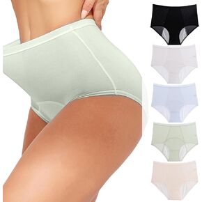 Women's Leakproof ladies Underwear High Waist Briefs 3-Layer Protective Panties Breathable Soft 5-Pack