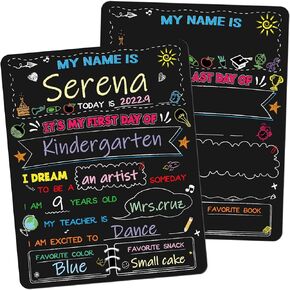 First Day and Last Day of School Board Signs,14" X 11" Double Sided Printing Back to School Supplies Signs for Kids Reusable 1st Day of School Wooden Chalkboard Sign