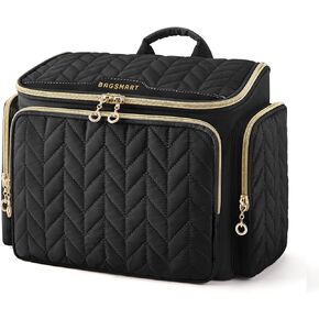 BAGSMART Travel Toiletry Bag, Large Wide-open Travel Bag for Toiletries, Makeup Cosmetic Travel Bag with Handle-Black