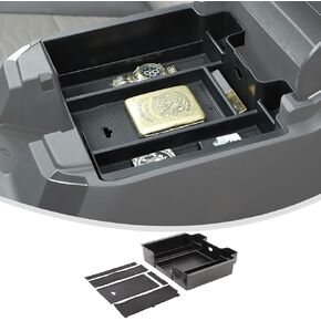 Linskip Full Console Organizer Tray with Coin Dispenser Fit for 2019-2024 Chevy Silverado 1500 & GMC Sierra, for 20-24 Chevy Silverado 2500HD/3500HD & GMC Sierra, w/Bucket Seats(Black)