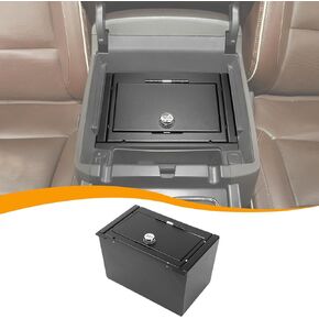 Hoolcar Center Console Armrest Locking Storage Safe Box Armrest Organizer Gun Safe Box with Key Compatible with Chevrolet Silverado Sierra GMC 2014-2018, Interior Accessories