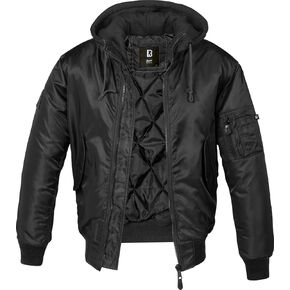 Individual Wear Men's MA1 Wind/Water-Resistant Casual Outdoor Hooded Bomber Jacket with Warm Lining & Knitted Collar