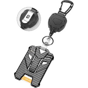 SAVORI Retractable Badge Holder, 31.5" Heavy Duty Badge Reels with Tactical ID Card Holder, Vertical Id Holder with Keychain