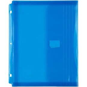 JAM PAPER Plastic 3 Hole Punch Binder Envelopes with Hook & Loop - Letter Booklet - 9 1/2 x 11 1/2 with 1 Inch Expansion - Assorted Colors - 6/Pack