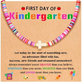Colorful Cross Clay Necklace for Girls Kindergarten Back to School Gifts
