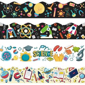 120Ft Bulletin Board Decorations Science Bulletin Board Borders, Back to School Science Lab Border Trim for First Day of School Classroom Home Office Science Themed Party Door Wall Decor