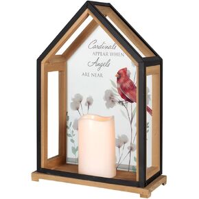Carson 14" "Angels are Near Memorial Lantern - Cardinal Flameless Candle Lantern Sympathy Gift for Funeral