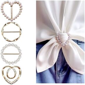4PCS Scarf Ring Clip Shirt Clip T-shirt Ties Clips Clothes Corner Knotted Button for Women